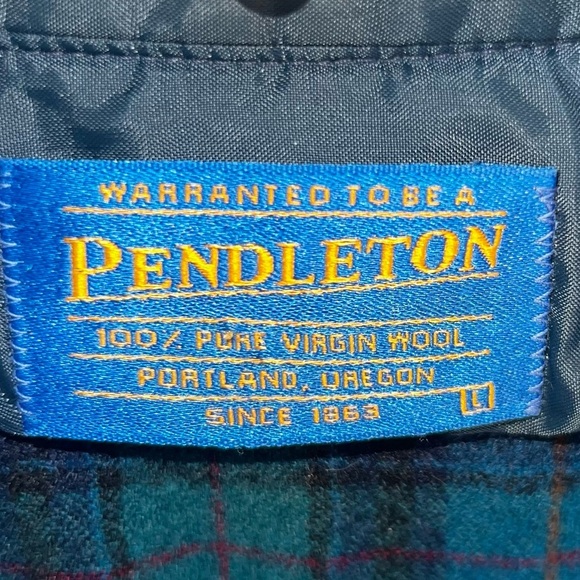 Pendleton Pure Virgin Wool Blue and Green Plaid Button Down Women’s Size Large - Picture 11 of 15